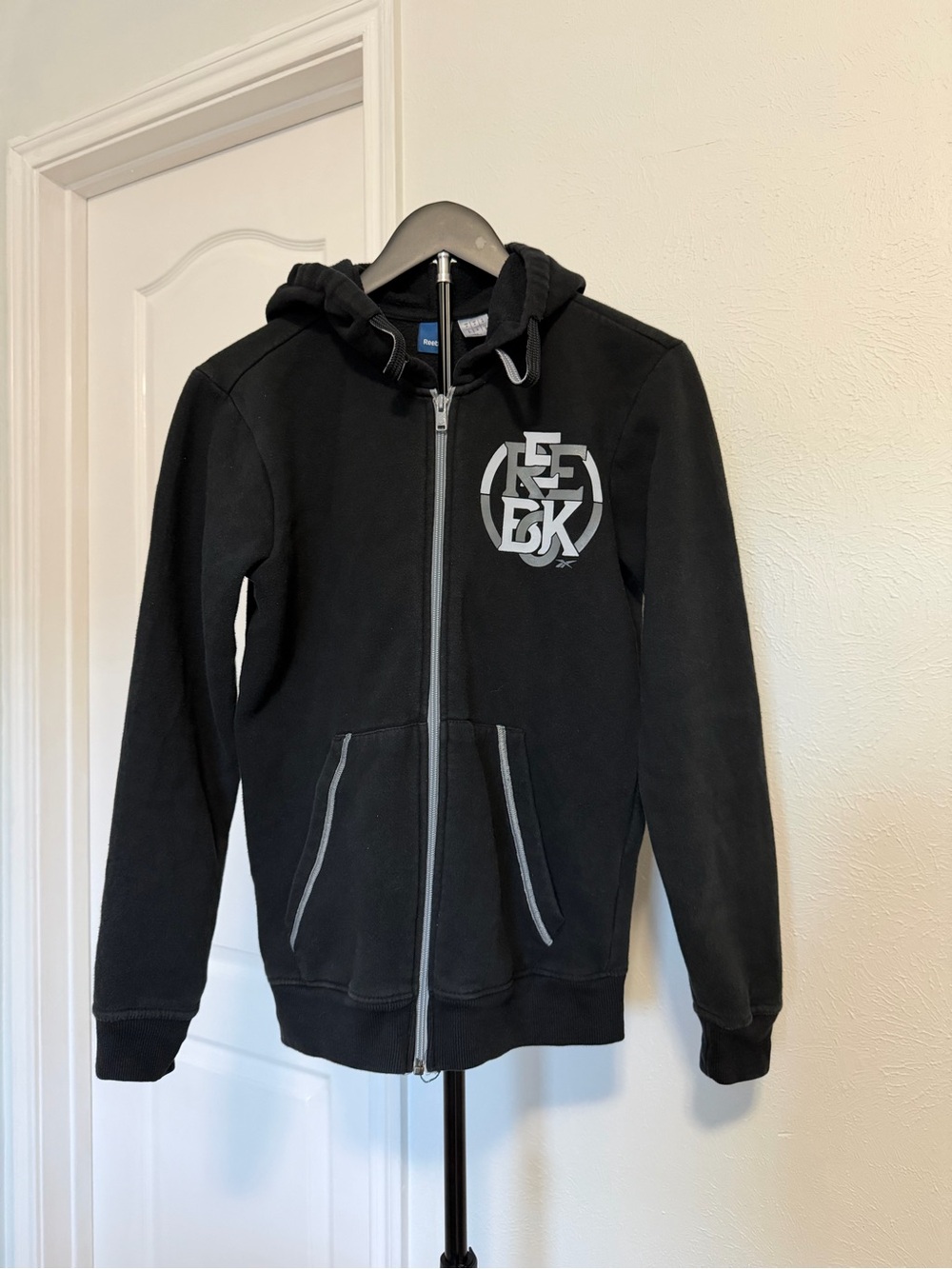 Reebok Black Zip Hoodie with Reflective Logo